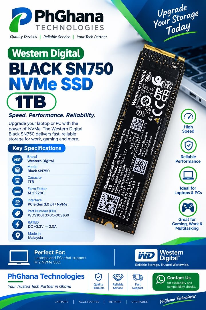 Western Digital Black SN750 1TB NVMe M.2 SSD